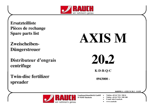 Rauch Axis-M_20.2 Fertilizer_spreader Parts manual catalog PDF Download