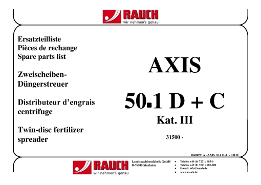 Rauch Axis_50.1D_C Fertilizer_spreader Parts manual catalog PDF Download