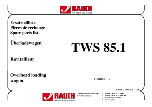 Rauch TWS_85.1 Wagon Parts manual catalog PDF Download