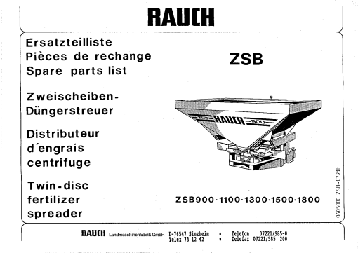 Rauch ZSB_900_1100_1300_1500_1800 Fertilizer_spreader Parts manual catalog PDF Download