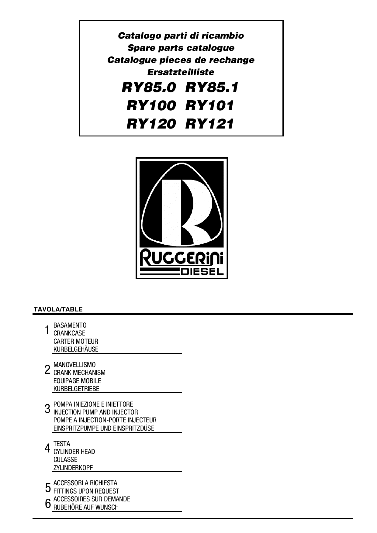 Ruggerini RY85_RY100_RY101_RY120_RY121 Parts manual catalog PDF Download