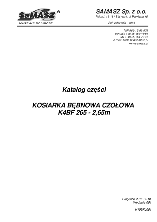 Samasz K4BF_2.65 Parts manual catalog PDF Download
