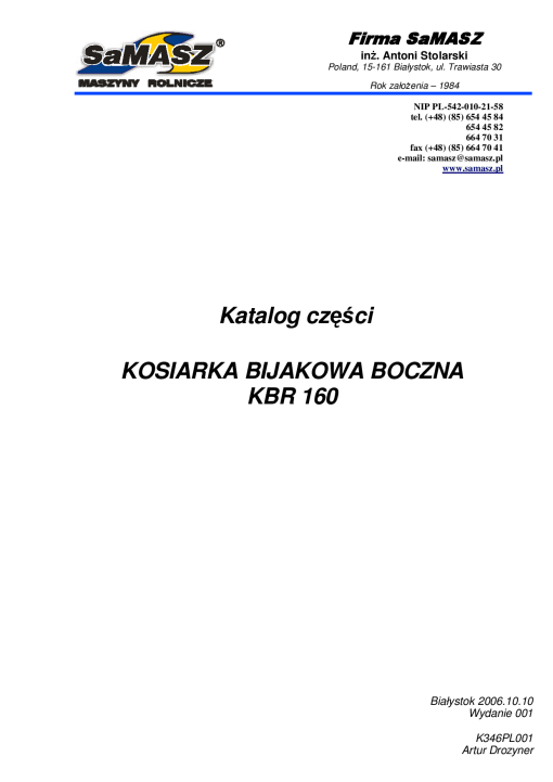 Samasz KBR_160 Parts manual catalog PDF Download