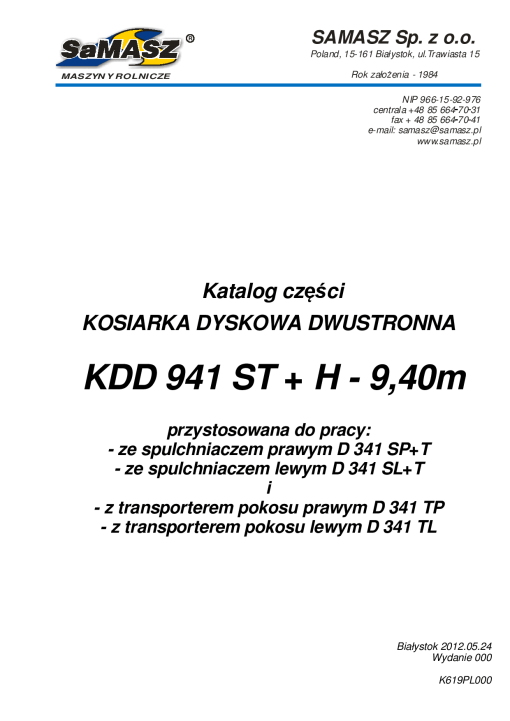 Samasz KDD_941 Parts manual catalog PDF Download