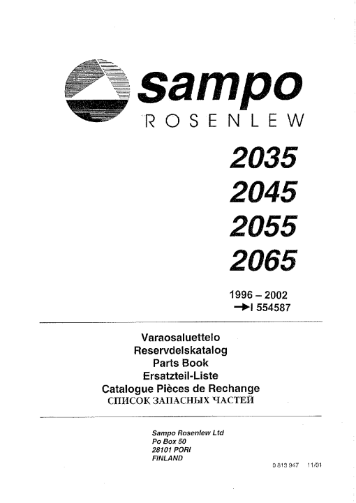Sampo 2035_2045_2055_2065_from_1996 Parts manual catalog PDF Download