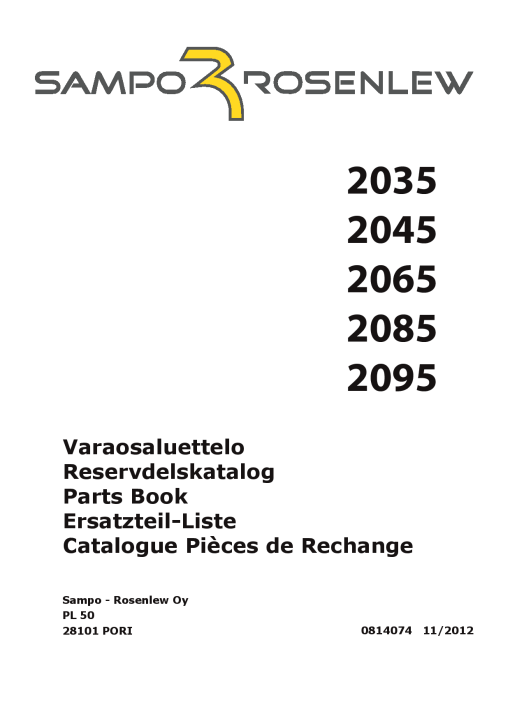 Sampo 2035_2045_2065_2085_2095 Parts manual catalog PDF Download