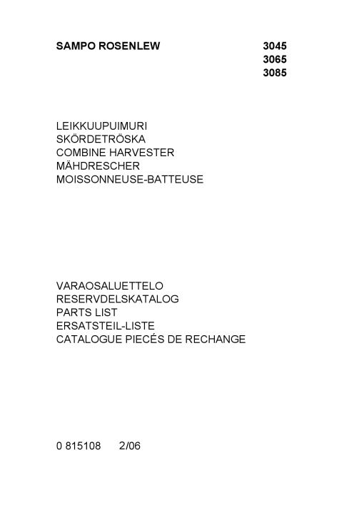 Sampo 3045_3065_3085 Parts manual catalog PDF Download