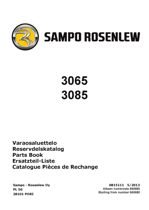 Sampo 3065_3085 Parts manual catalog PDF Download