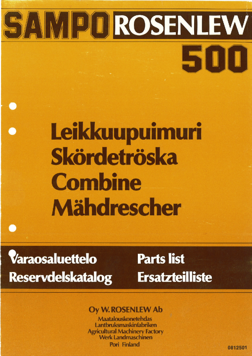Sampo 500 Parts manual catalog PDF Download