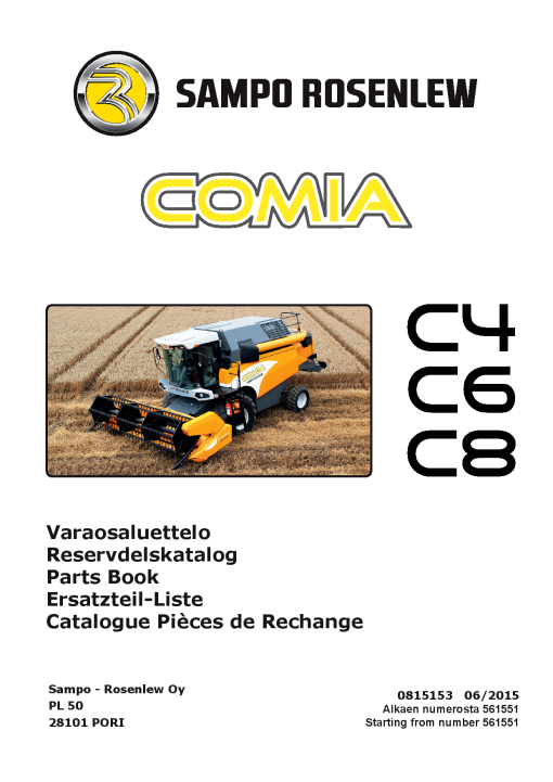 Sampo Comia_C4_C6_C8 Parts manual catalog PDF Download