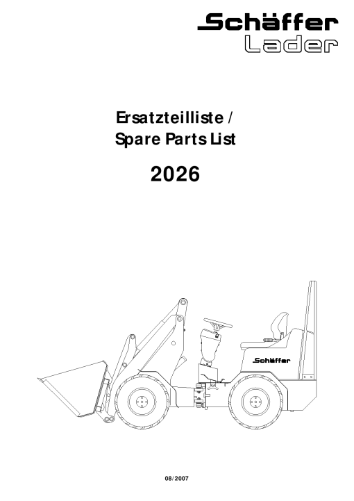Schaffer 2026 Parts manual catalog PDF Download