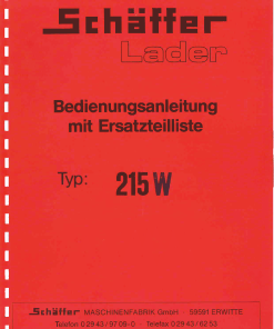 Schaffer 215W Parts manual catalog PDF Download