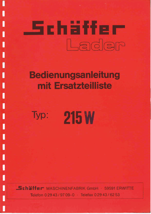 Schaffer 215W Parts manual catalog PDF Download