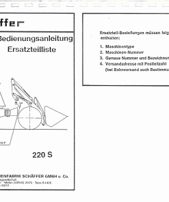 Schaffer 220S Parts manual catalog PDF Download