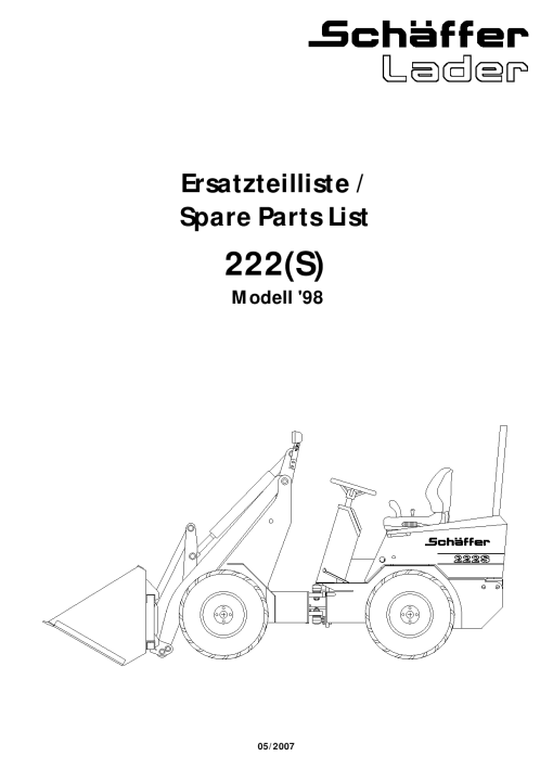 Schaffer 222S Parts manual catalog PDF Download