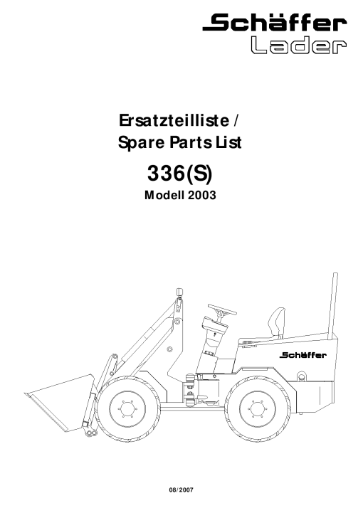 Schaffer 336S Parts manual catalog PDF Download