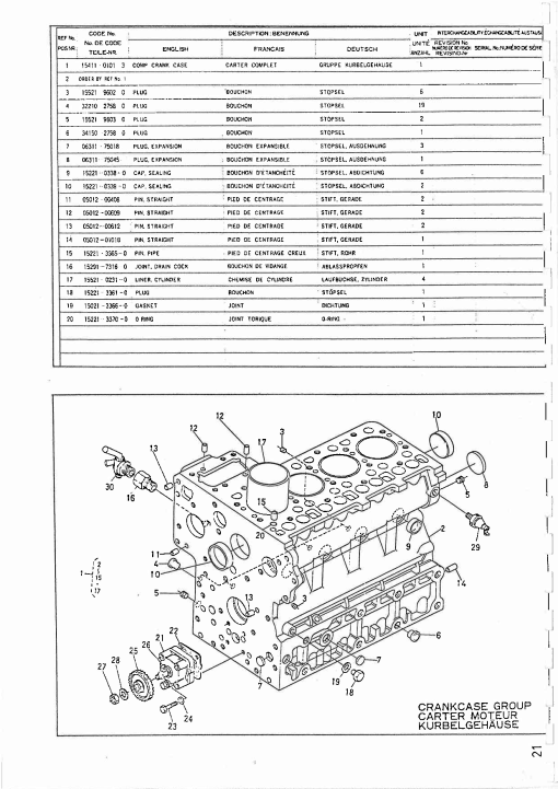 Schaffer V1902 Engine Parts manual catalog PDF Download