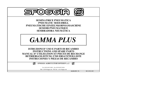 Sfoggia Gamma_Plus Parts manual catalog PDF Download