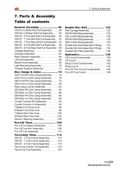 Simba Solo_330_380 Parts manual catalog PDF Download