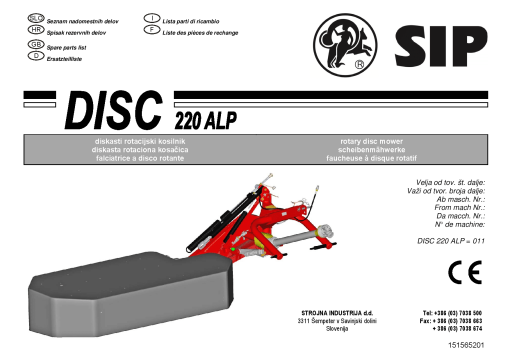 Sip Disc_220_Alp Parts manual catalog PDF Download