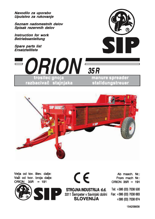 Sip Orion_35R Parts manual catalog PDF Download