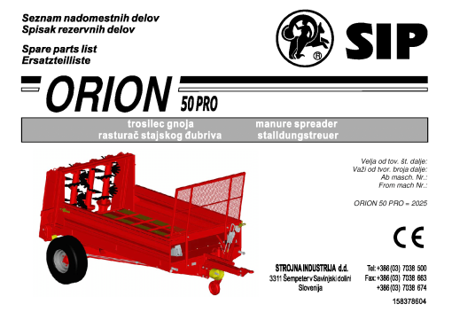 Sip Orion_50Pro Parts manual catalog PDF Download