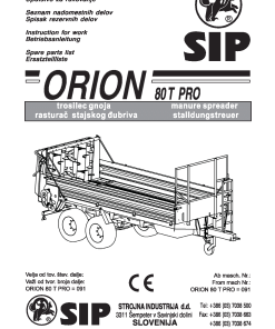 Sip Orion_80T_Pro Parts manual catalog PDF Download