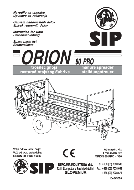 Sip Orion_80_Pro Parts manual catalog PDF Download