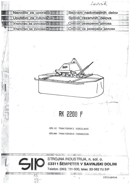 Sip RK_2200F Parts manual catalog PDF Download