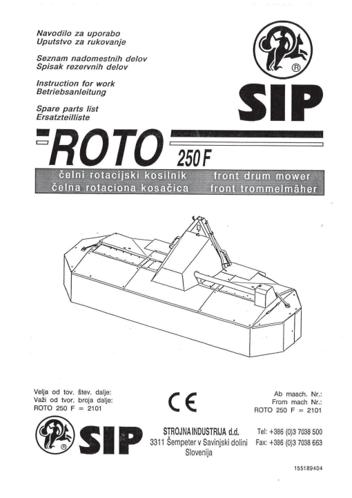 Sip Roto_250F Parts manual catalog PDF Download