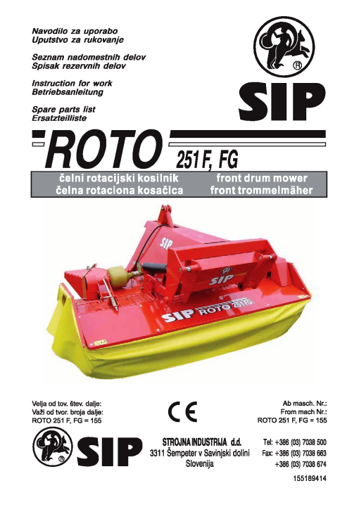 Sip Roto_251F_FG Parts manual catalog PDF Download