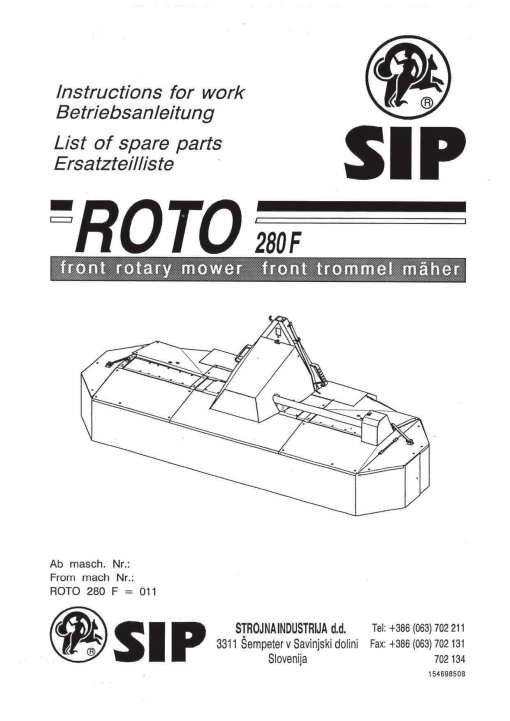 Sip Roto_280F Parts manual catalog PDF Download