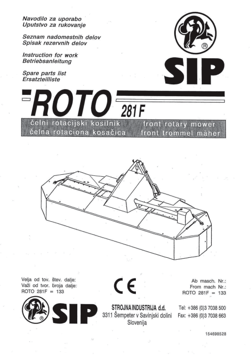 Sip Roto_281F Parts manual catalog PDF Download