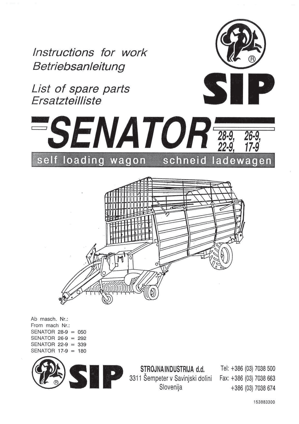 Sip Senator_28-9_26-9_22-9_17-9_2 Parts manual catalog PDF Download