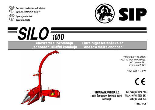 Sip Silo_100D Parts manual catalog PDF Download