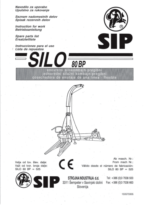 Sip Silo_80BP Parts manual catalog PDF Download