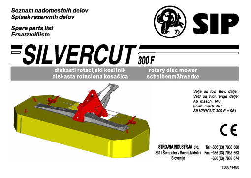 Sip Silvercut_300F Parts manual catalog PDF Download