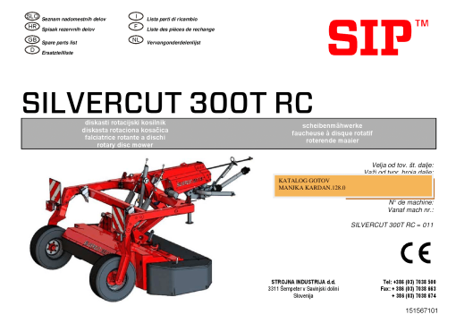 Sip Silvercut_300T Parts manual catalog PDF Download
