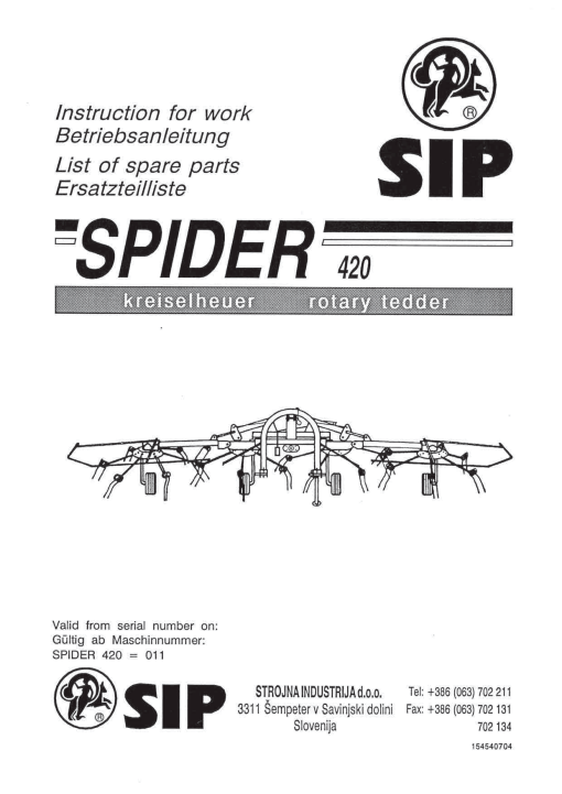 Sip Spider_420 Parts manual catalog PDF Download