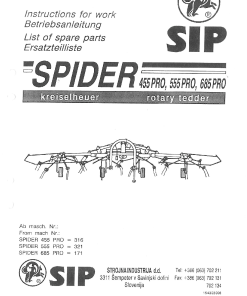 Sip Spider_455Pro_555Pro_685Pro Parts manual catalog PDF Download
