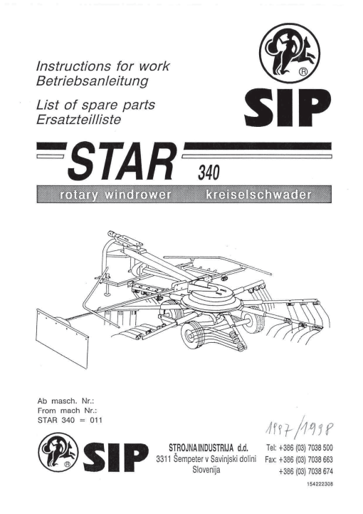 Sip Star_340 Parts manual catalog PDF Download