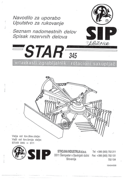 Sip Star_345 Parts manual catalog PDF Download