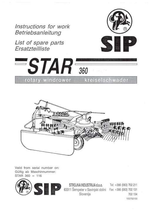 Sip Star_360 Parts manual catalog PDF Download