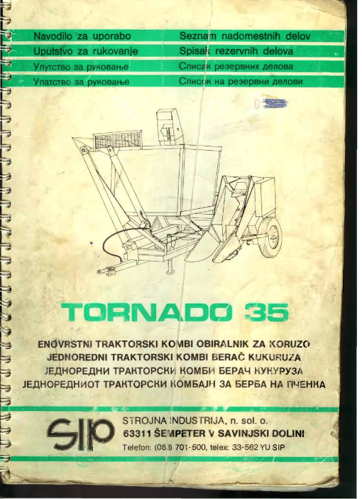 Sip Tornado_35 Parts manual catalog PDF Download