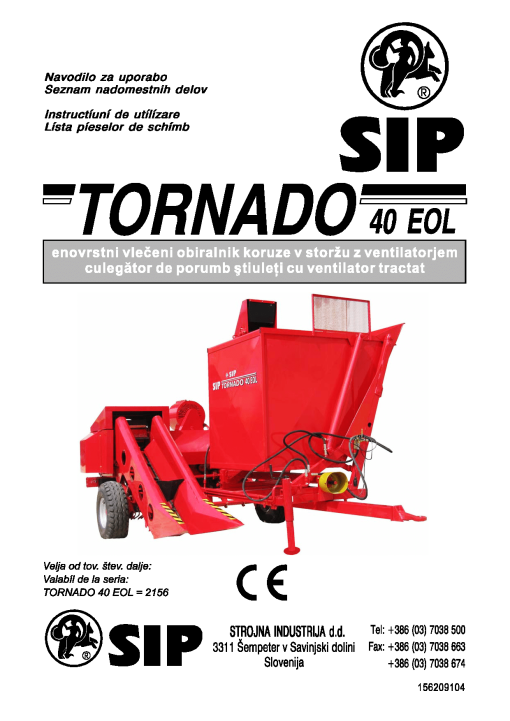 Sip Tornado_40 Parts manual catalog PDF Download