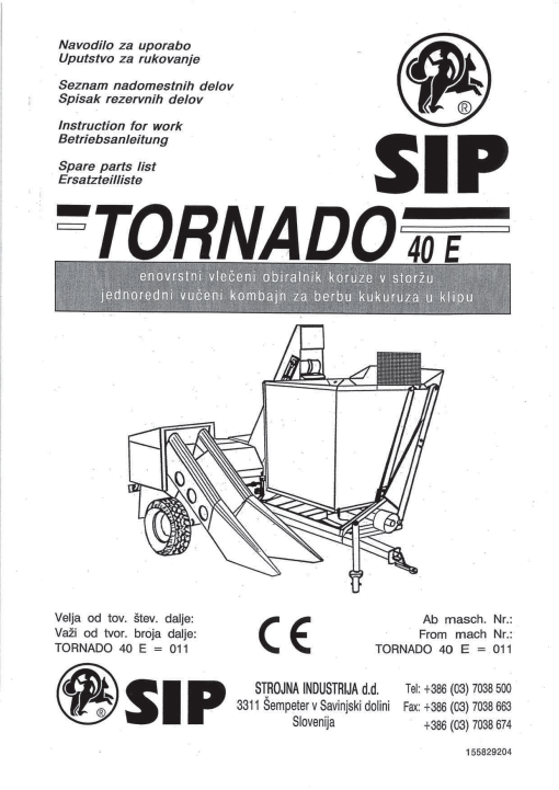 Sip Tornado_40E Parts manual catalog PDF Download