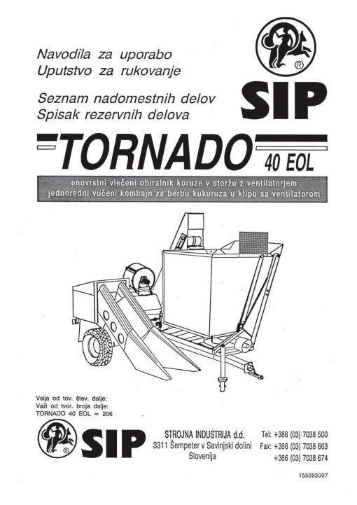 Sip Tornado_40EOL Parts manual catalog PDF Download