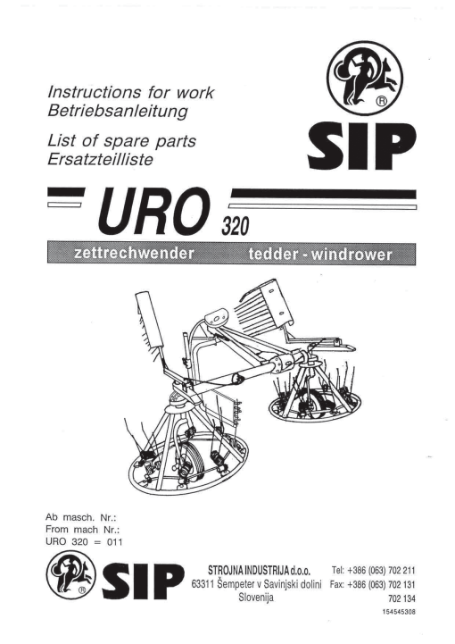 Sip Uro_320 Parts manual catalog PDF Download