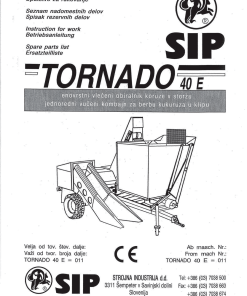 Sip sip_tornado_40 Parts manual catalog PDF Download