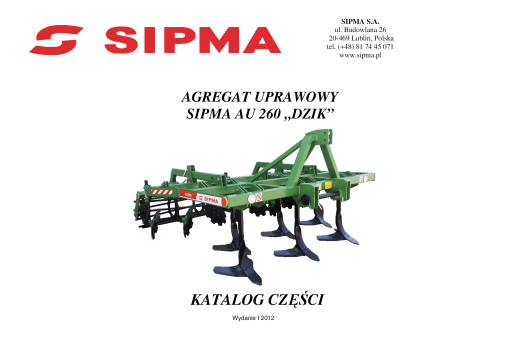 Sipma AU-260 Parts manual catalog PDF Download